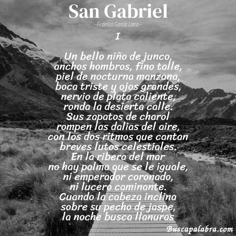Poema San Gabriel de Federico García Lorca con fondo de paisaje