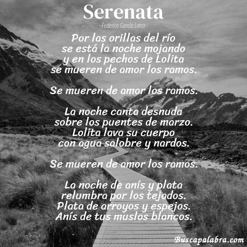 Poema Serenata de Federico García Lorca con fondo de paisaje
