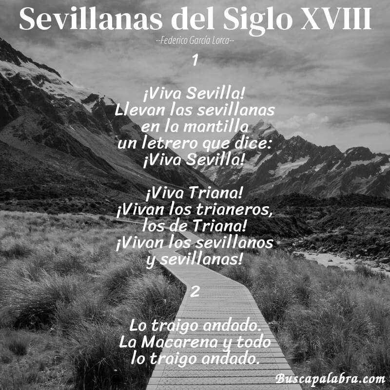 Poema Sevillanas del Siglo XVIII de Federico García Lorca con fondo de paisaje
