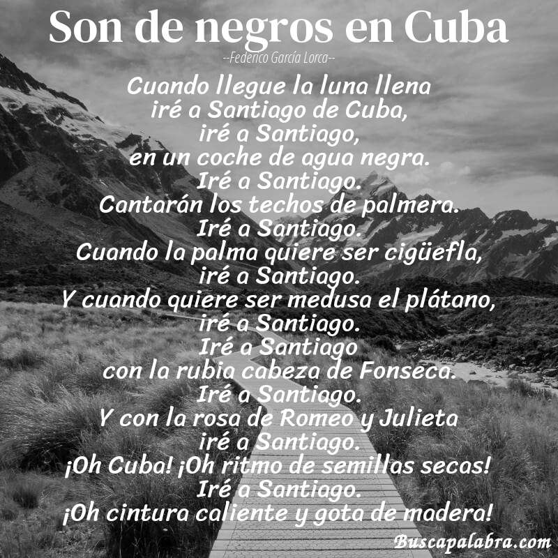 Poema Son de negros en Cuba de Federico García Lorca con fondo de paisaje