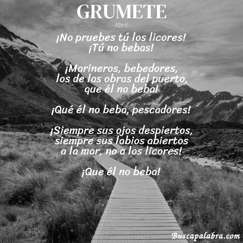 Poema GRUMETE de Alberti con fondo de paisaje