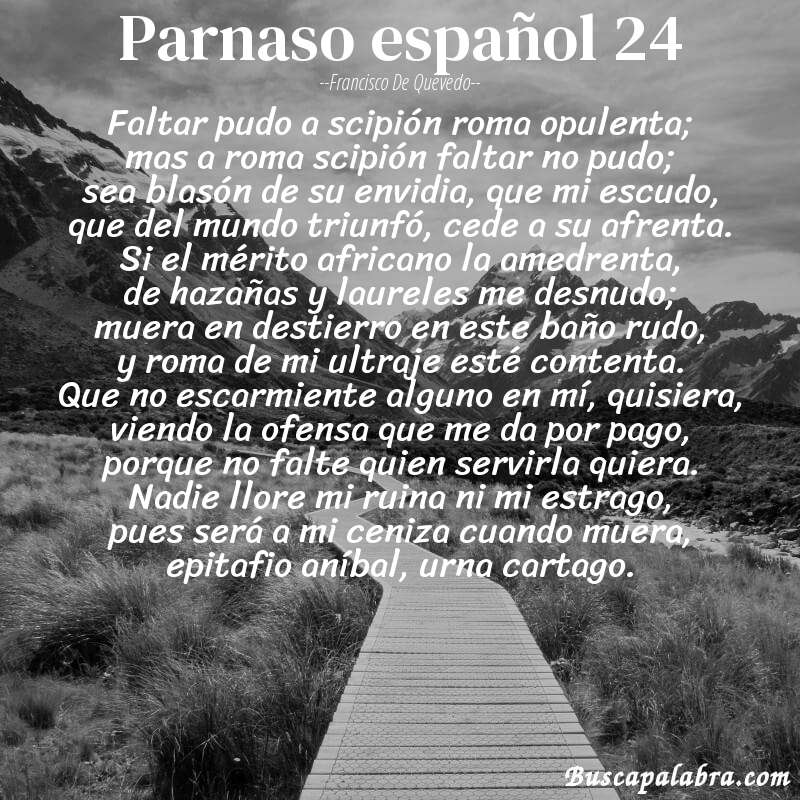 Poema parnaso español 24 de Francisco de Quevedo con fondo de paisaje