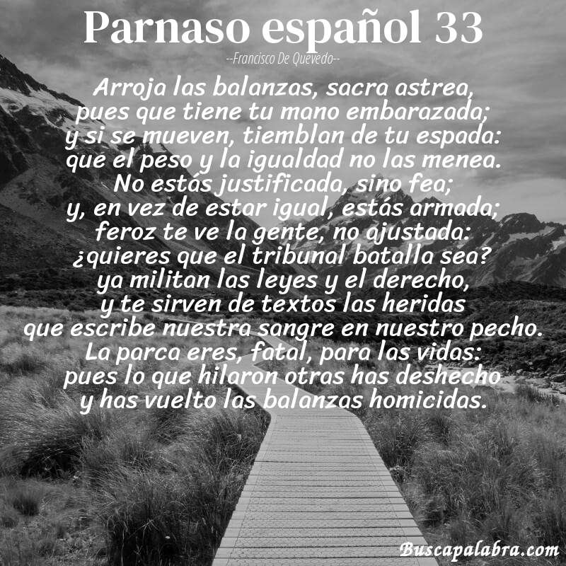 Poema parnaso español 33 de Francisco de Quevedo con fondo de paisaje