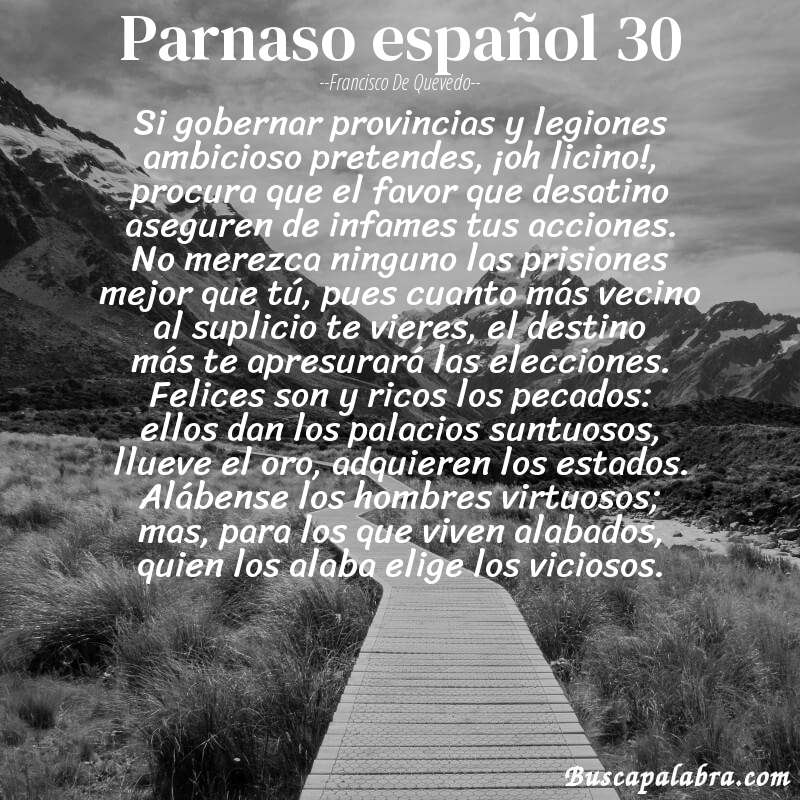 Poema parnaso español 30 de Francisco de Quevedo con fondo de paisaje