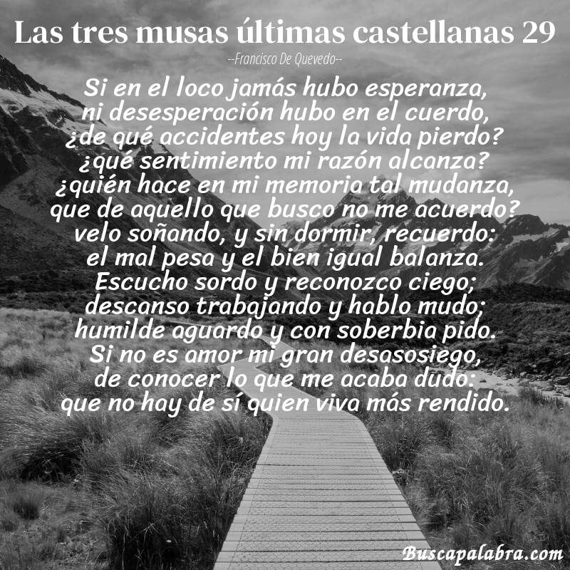 Poema las tres musas últimas castellanas 29 de Francisco de Quevedo con fondo de paisaje