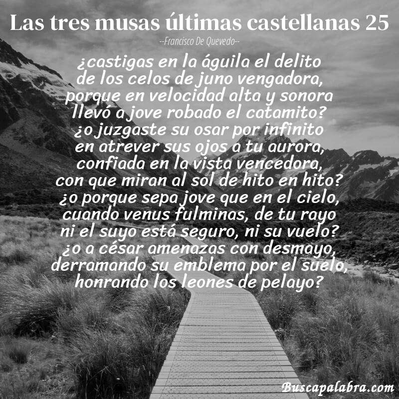 Poema las tres musas últimas castellanas 25 de Francisco de Quevedo con fondo de paisaje