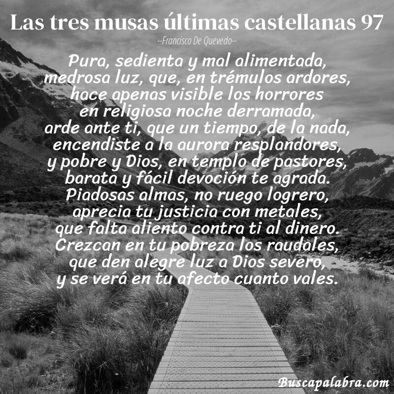 Poema las tres musas últimas castellanas 97 de Francisco de Quevedo con fondo de paisaje