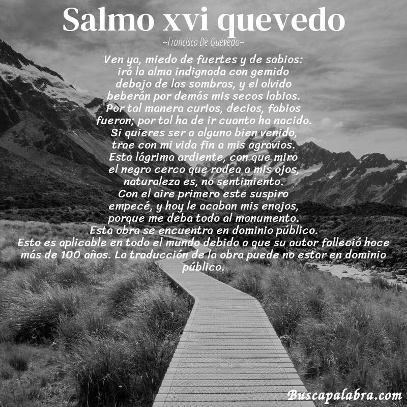 Poema salmo xvi quevedo de Francisco de Quevedo con fondo de paisaje