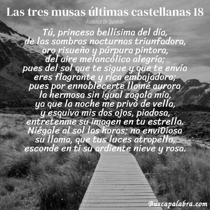 Poema las tres musas últimas castellanas 18 de Francisco de Quevedo con fondo de paisaje
