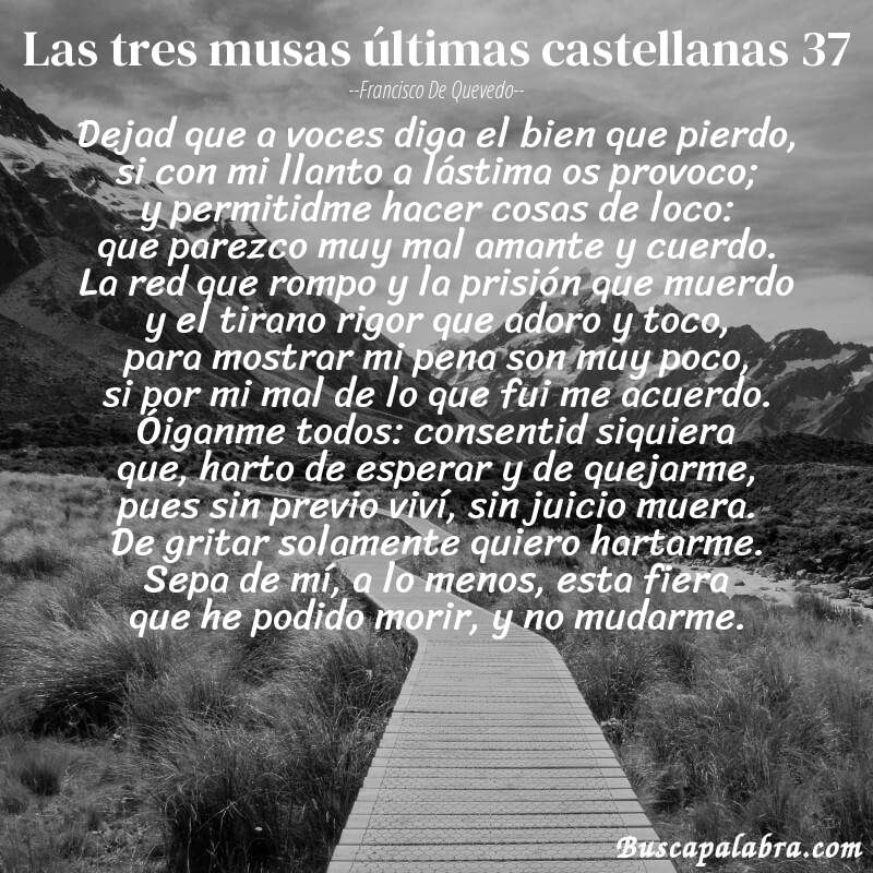 Poema las tres musas últimas castellanas 37 de Francisco de Quevedo con fondo de paisaje