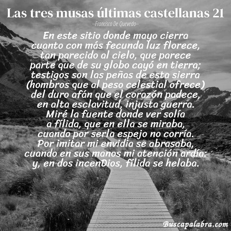 Poema las tres musas últimas castellanas 21 de Francisco de Quevedo con fondo de paisaje