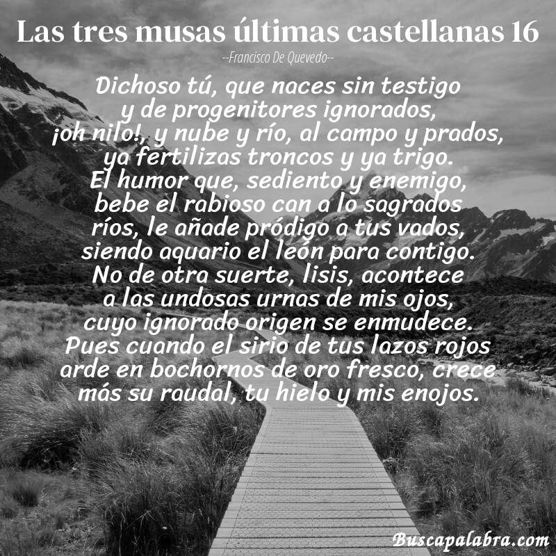 Poema las tres musas últimas castellanas 16 de Francisco de Quevedo con fondo de paisaje