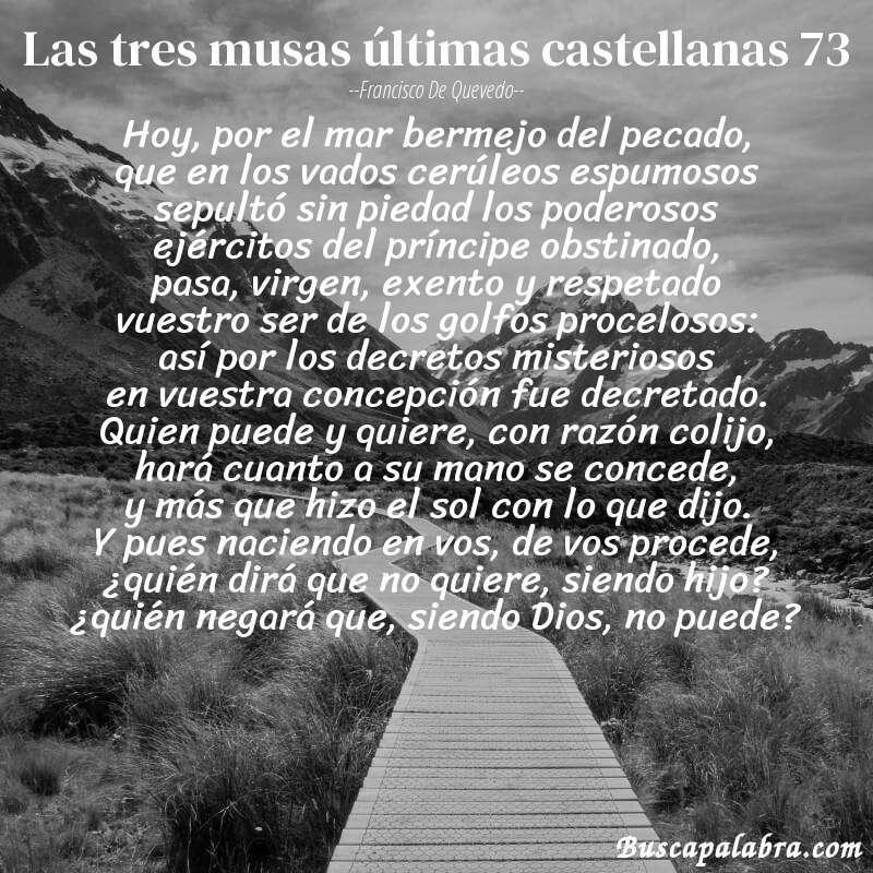 Poema las tres musas últimas castellanas 73 de Francisco de Quevedo con fondo de paisaje
