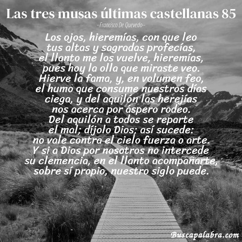 Poema las tres musas últimas castellanas 85 de Francisco de Quevedo con fondo de paisaje
