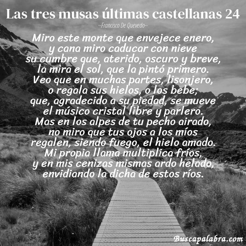 Poema las tres musas últimas castellanas 24 de Francisco de Quevedo con fondo de paisaje