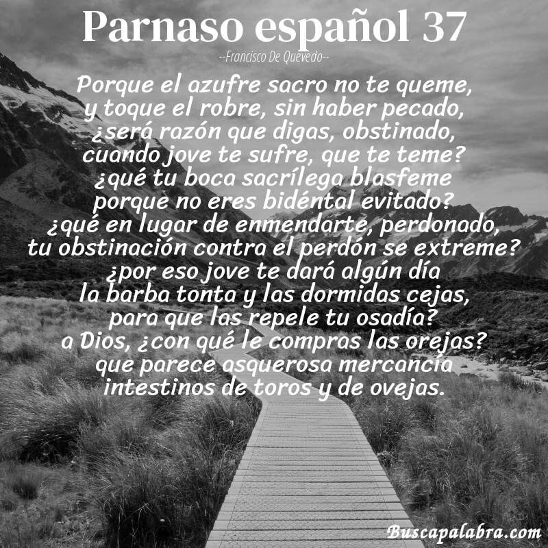 Poema parnaso español 37 de Francisco de Quevedo con fondo de paisaje