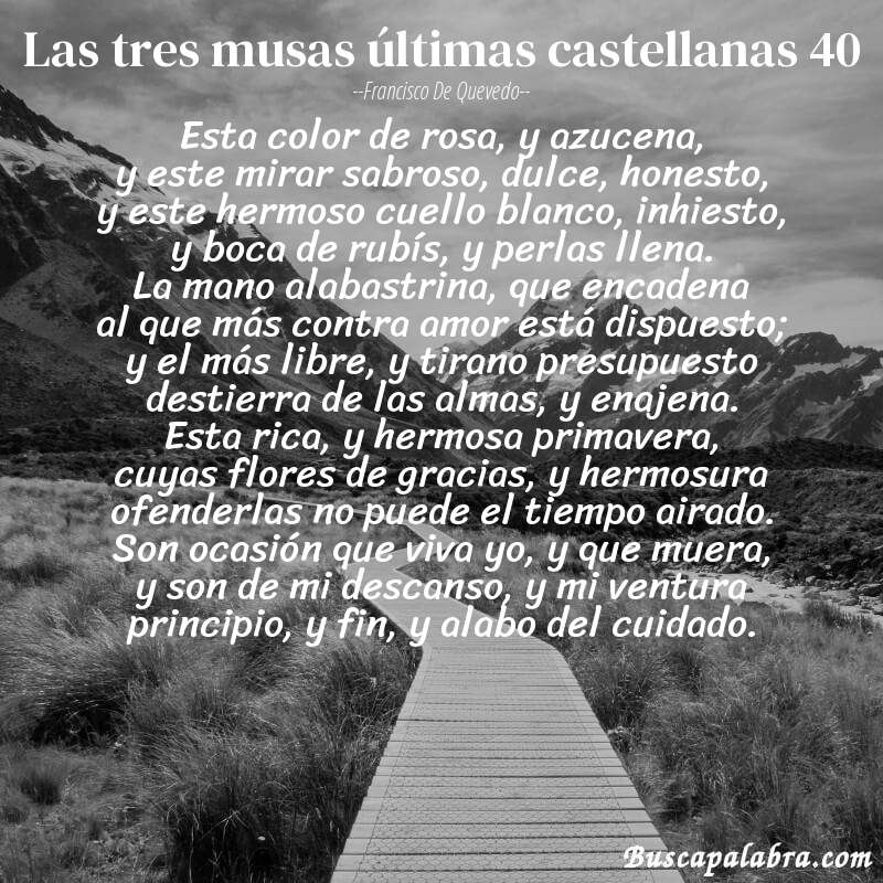 Poema las tres musas últimas castellanas 40 de Francisco de Quevedo con fondo de paisaje
