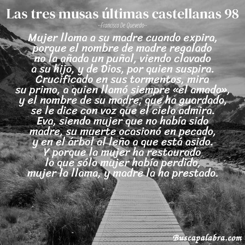 Poema las tres musas últimas castellanas 98 de Francisco de Quevedo con fondo de paisaje