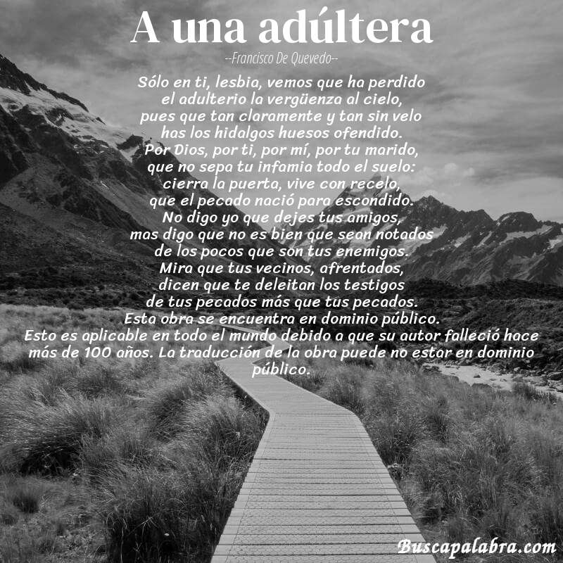 Poema a una adúltera de Francisco de Quevedo con fondo de paisaje