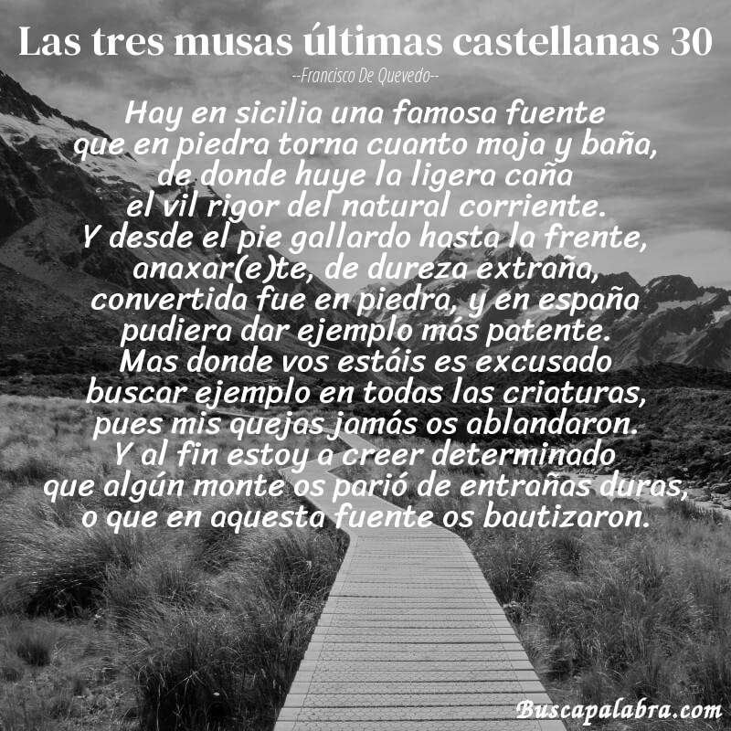 Poema las tres musas últimas castellanas 30 de Francisco de Quevedo con fondo de paisaje