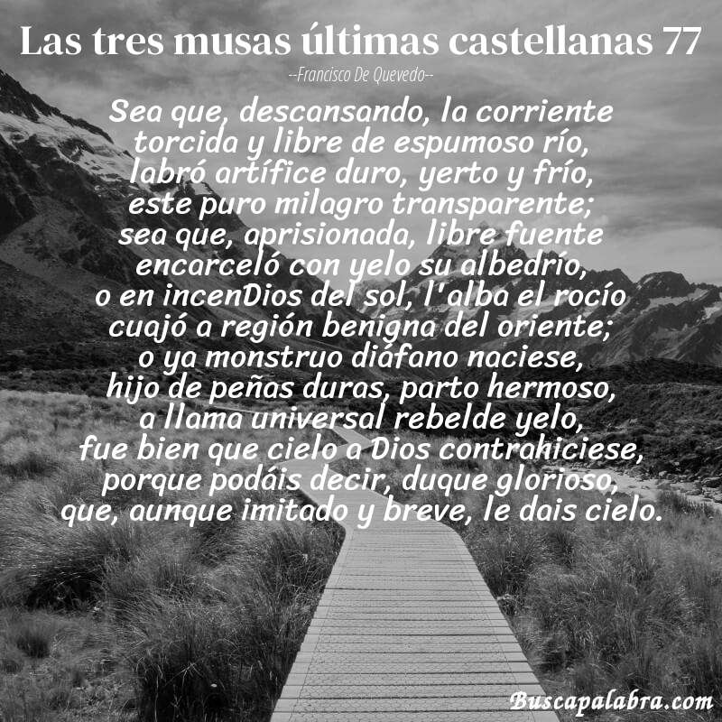 Poema las tres musas últimas castellanas 77 de Francisco de Quevedo con fondo de paisaje