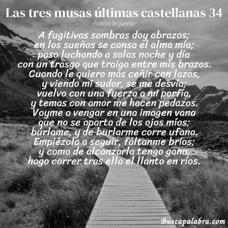 Poema las tres musas últimas castellanas 34 de Francisco de Quevedo con fondo de paisaje