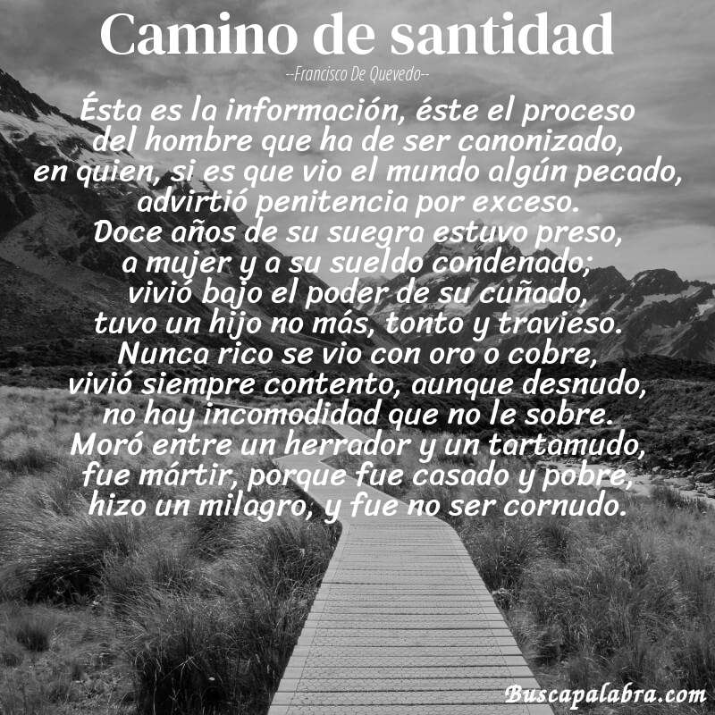 Poema camino de santidad de Francisco de Quevedo con fondo de paisaje
