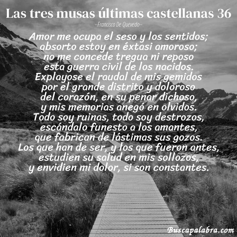 Poema las tres musas últimas castellanas 36 de Francisco de Quevedo con fondo de paisaje