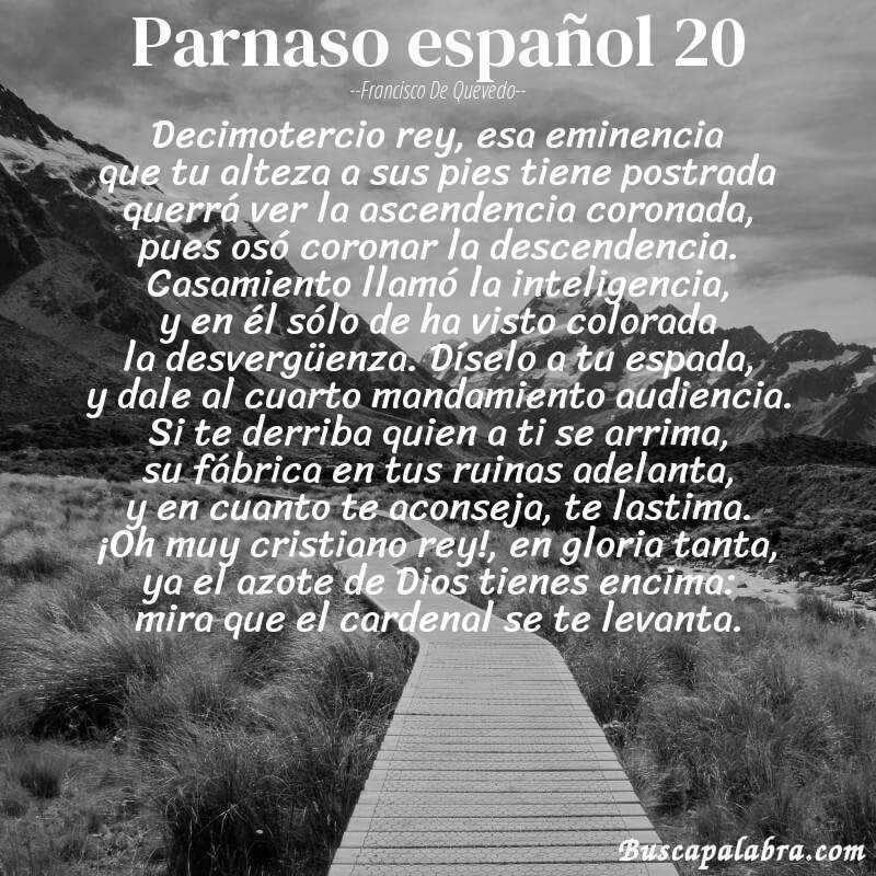 Poema parnaso español 20 de Francisco de Quevedo con fondo de paisaje