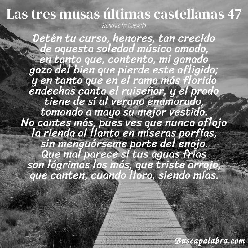 Poema las tres musas últimas castellanas 47 de Francisco de Quevedo con fondo de paisaje