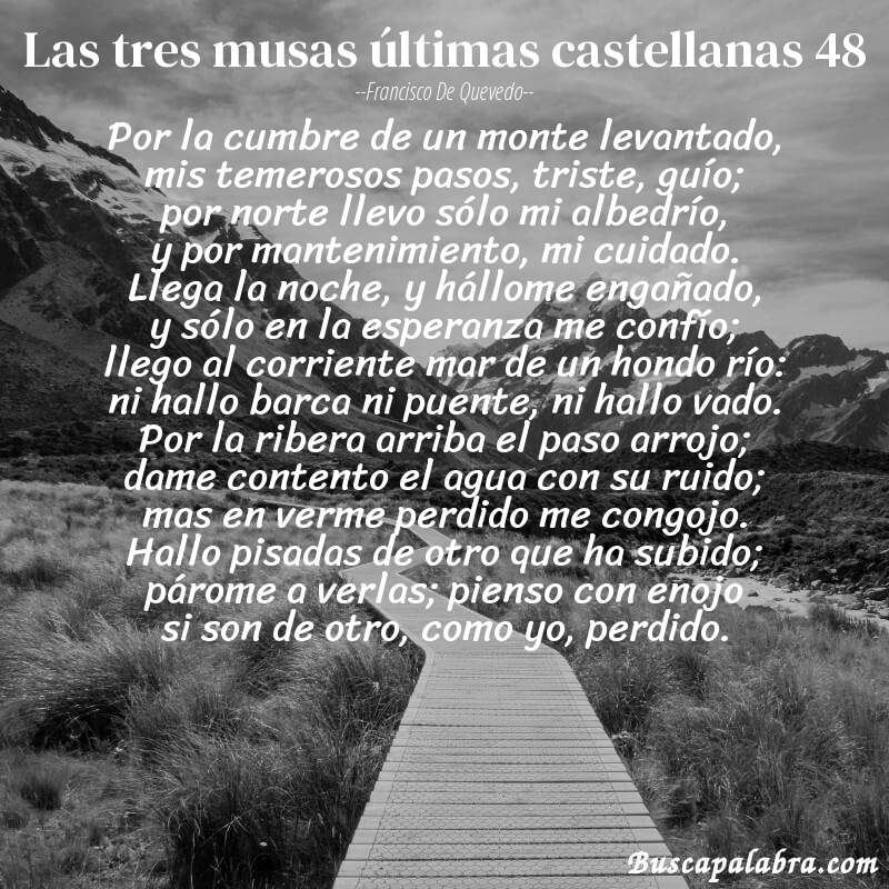 Poema las tres musas últimas castellanas 48 de Francisco de Quevedo con fondo de paisaje