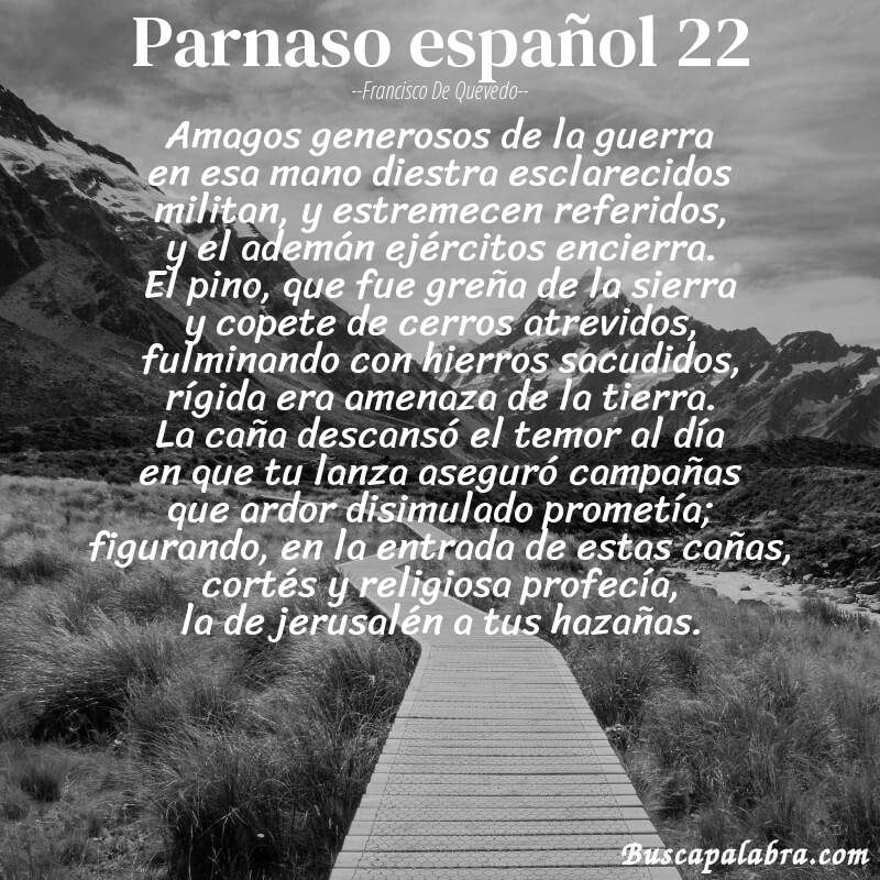 Poema parnaso español 22 de Francisco de Quevedo con fondo de paisaje