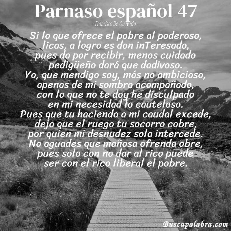 Poema parnaso español 47 de Francisco de Quevedo con fondo de paisaje