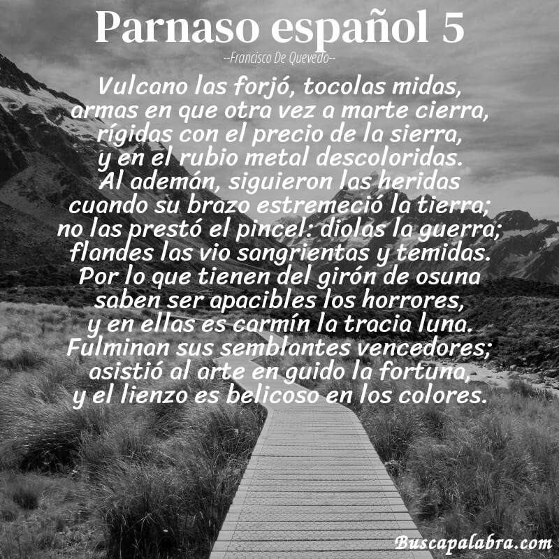 Poema parnaso español 5 de Francisco de Quevedo con fondo de paisaje