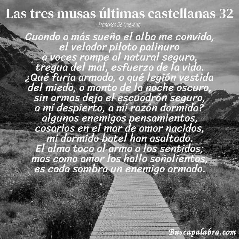 Poema las tres musas últimas castellanas 32 de Francisco de Quevedo con fondo de paisaje
