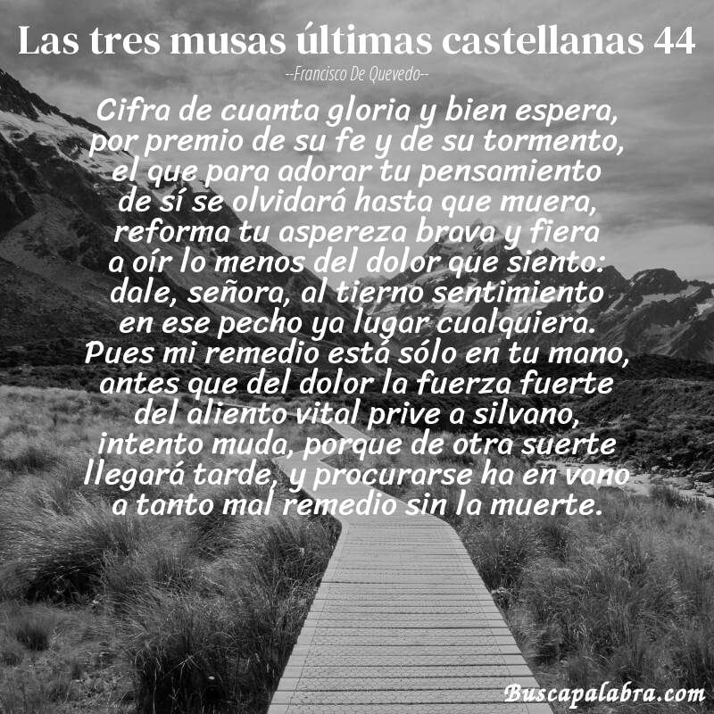 Poema las tres musas últimas castellanas 44 de Francisco de Quevedo con fondo de paisaje