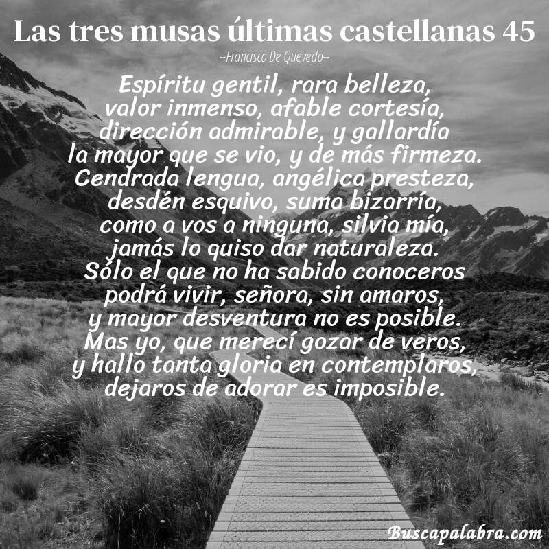 Poema las tres musas últimas castellanas 45 de Francisco de Quevedo con fondo de paisaje