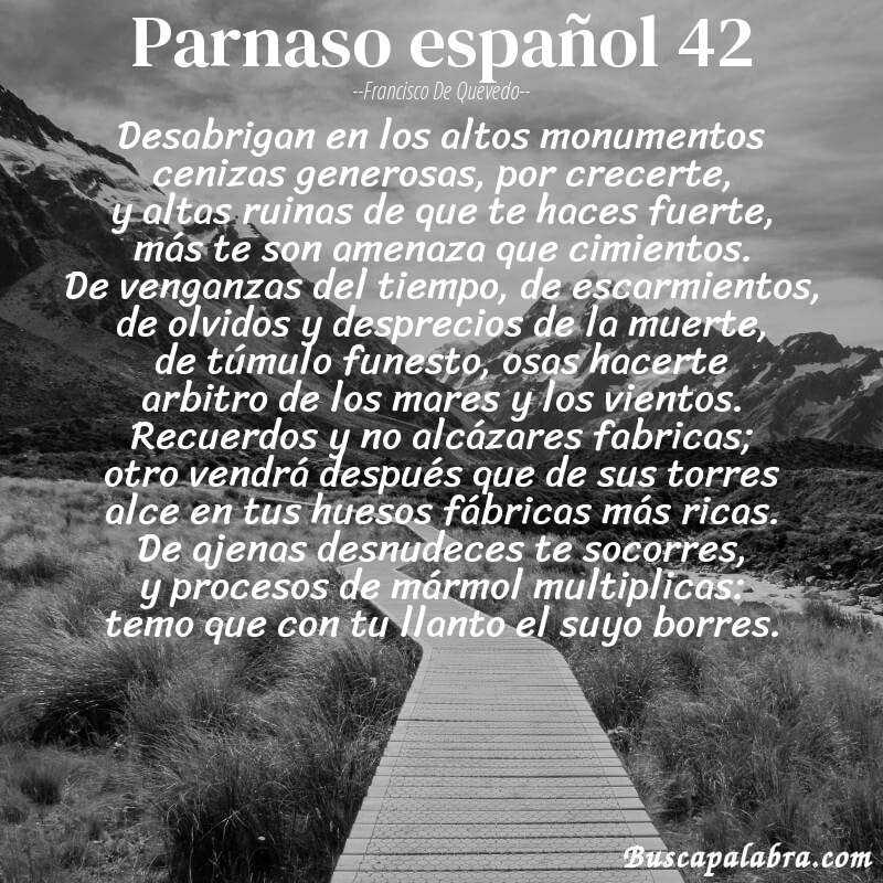 Poema parnaso español 42 de Francisco de Quevedo con fondo de paisaje