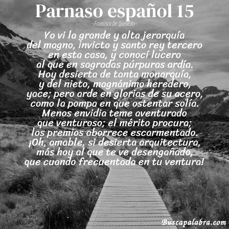 Poema parnaso español 15 de Francisco de Quevedo con fondo de paisaje