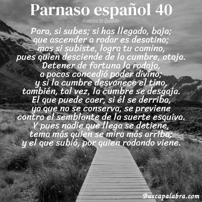 Poema parnaso español 40 de Francisco de Quevedo con fondo de paisaje