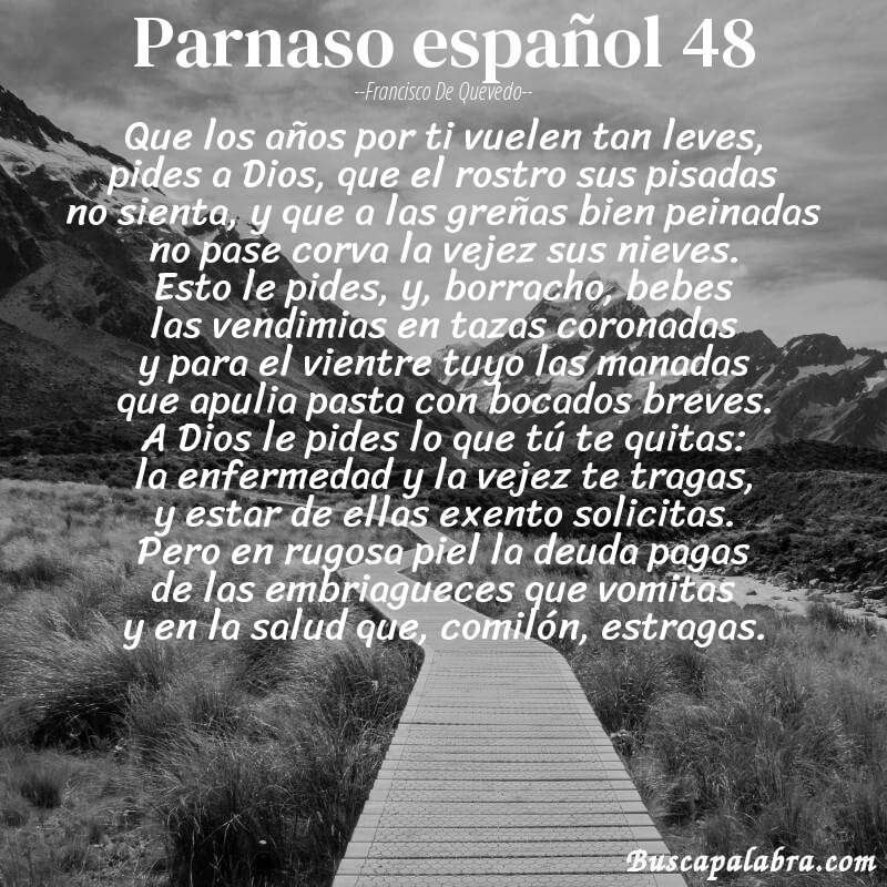 Poema parnaso español 48 de Francisco de Quevedo con fondo de paisaje