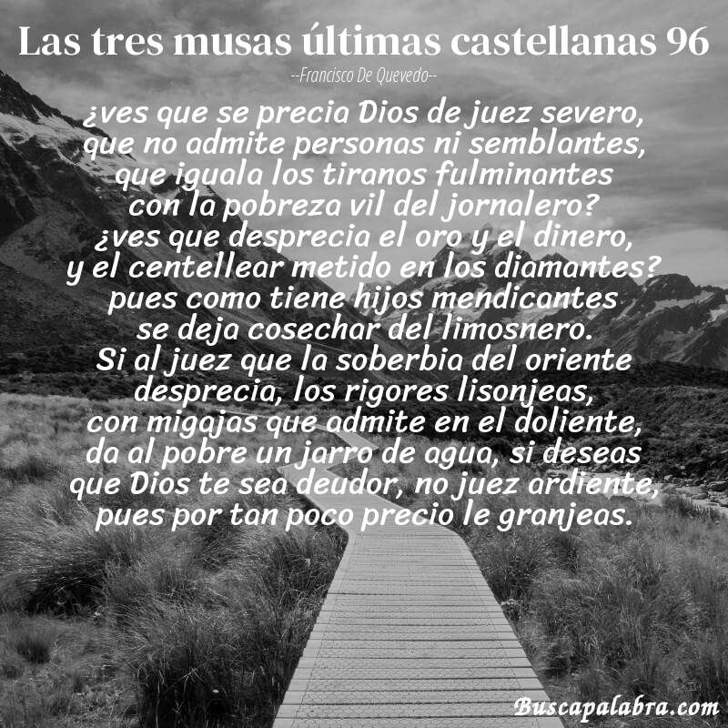 Poema las tres musas últimas castellanas 96 de Francisco de Quevedo con fondo de paisaje