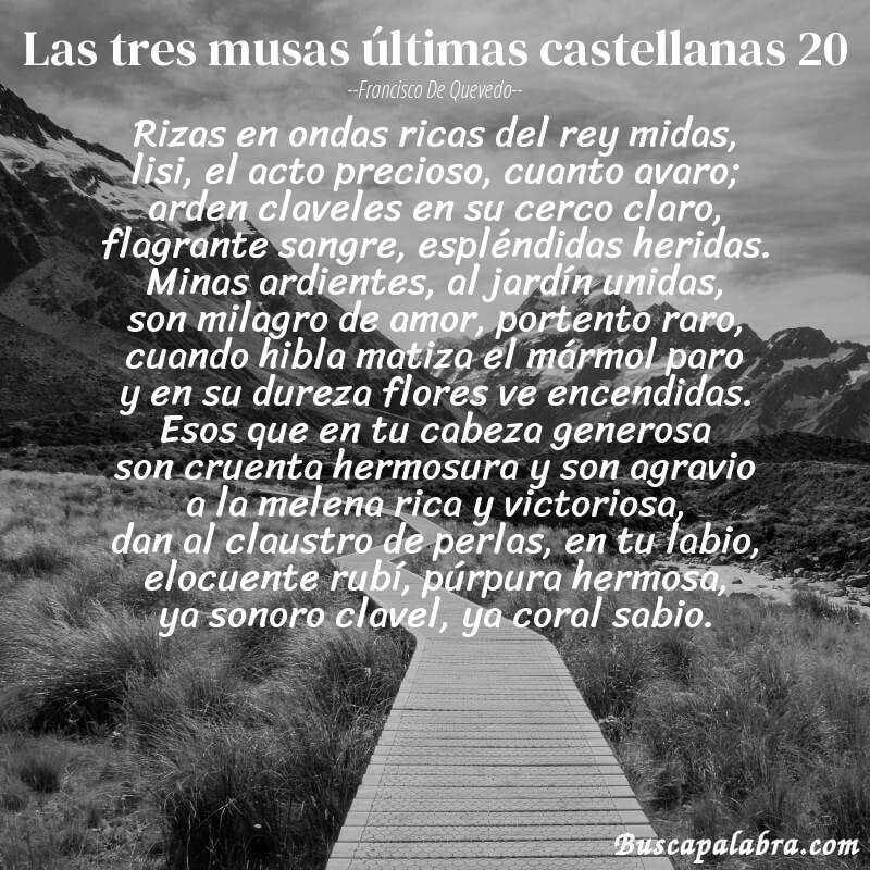 Poema las tres musas últimas castellanas 20 de Francisco de Quevedo con fondo de paisaje
