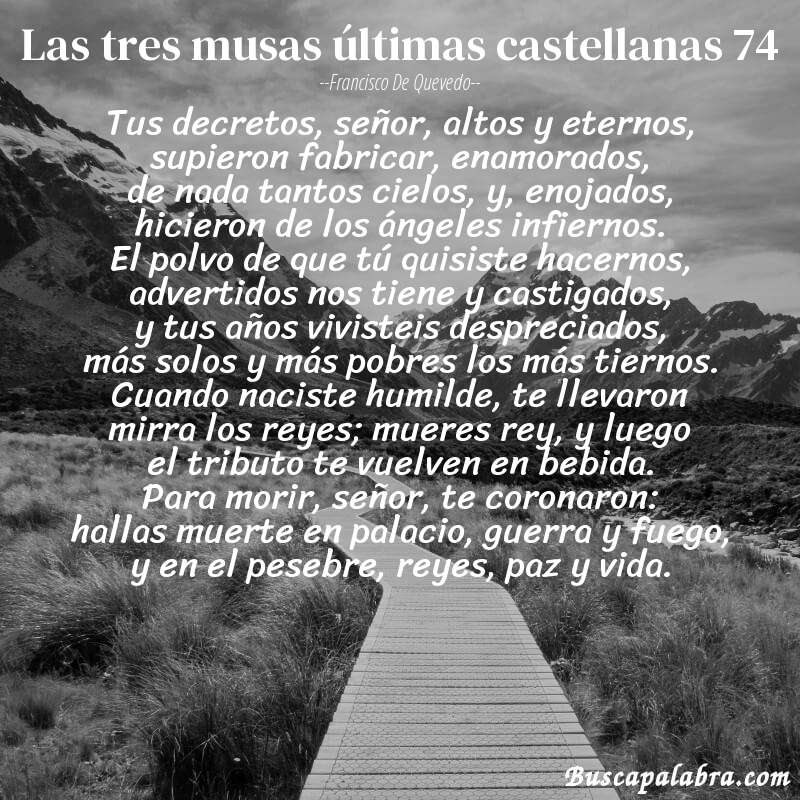 Poema las tres musas últimas castellanas 74 de Francisco de Quevedo con fondo de paisaje