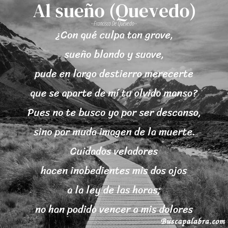 Poema Al sueño (Quevedo) de Francisco de Quevedo con fondo de paisaje