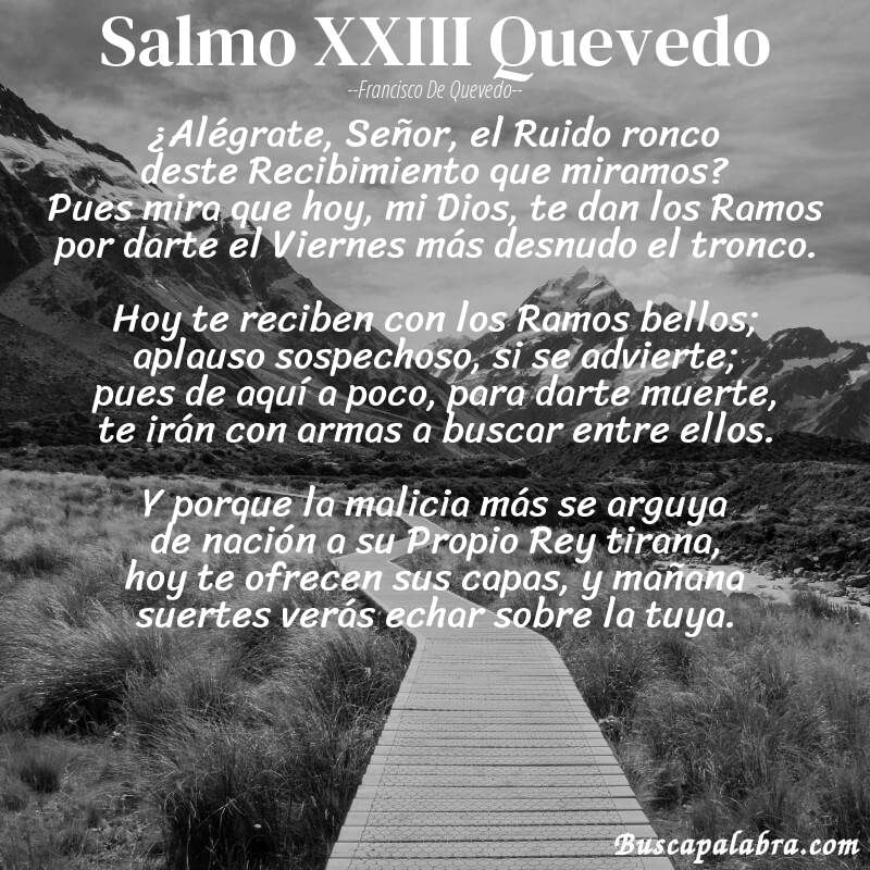Poema Salmo XXIII Quevedo de Francisco de Quevedo con fondo de paisaje