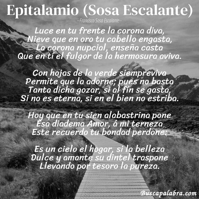Poema Epitalamio (Sosa Escalante) de Francisco Sosa Escalante con fondo de paisaje