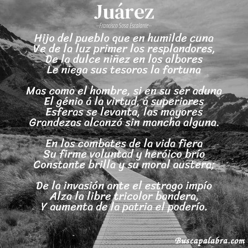 Poema Juárez de Francisco Sosa Escalante con fondo de paisaje