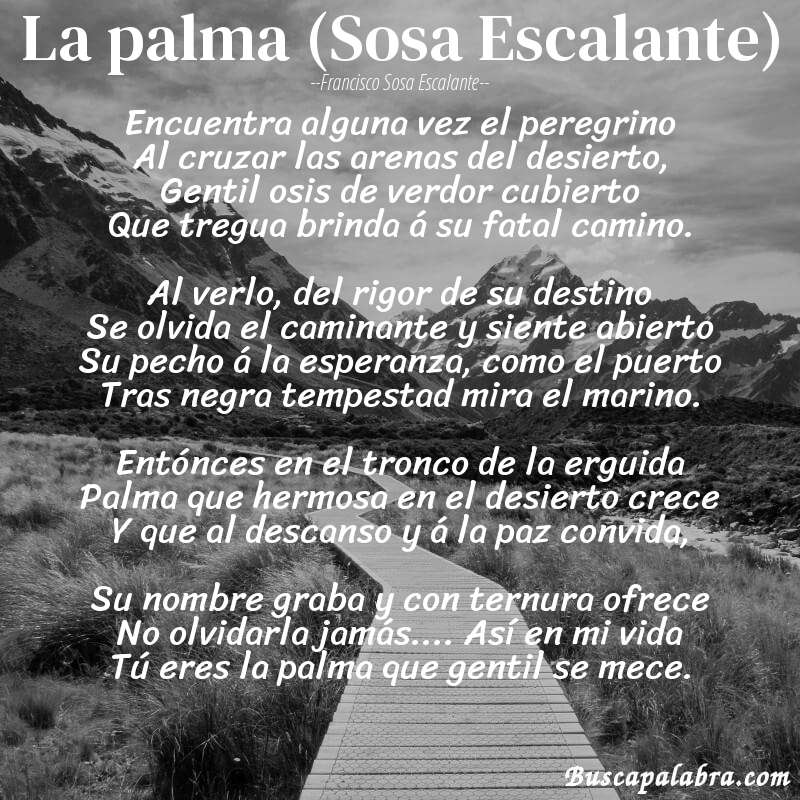 Poema La palma (Sosa Escalante) de Francisco Sosa Escalante con fondo de paisaje