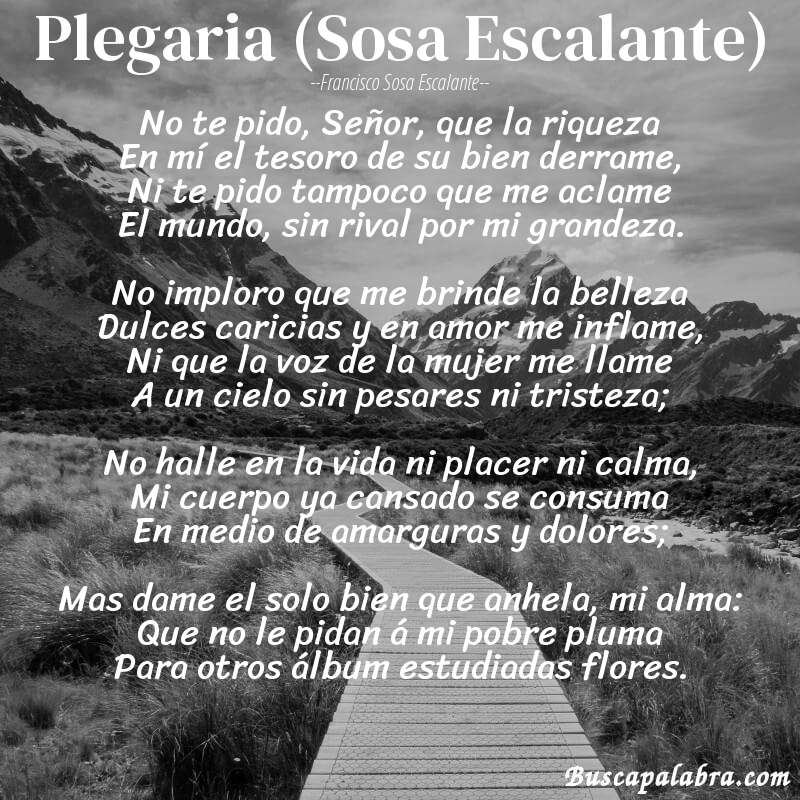 Poema Plegaria (Sosa Escalante) de Francisco Sosa Escalante con fondo de paisaje